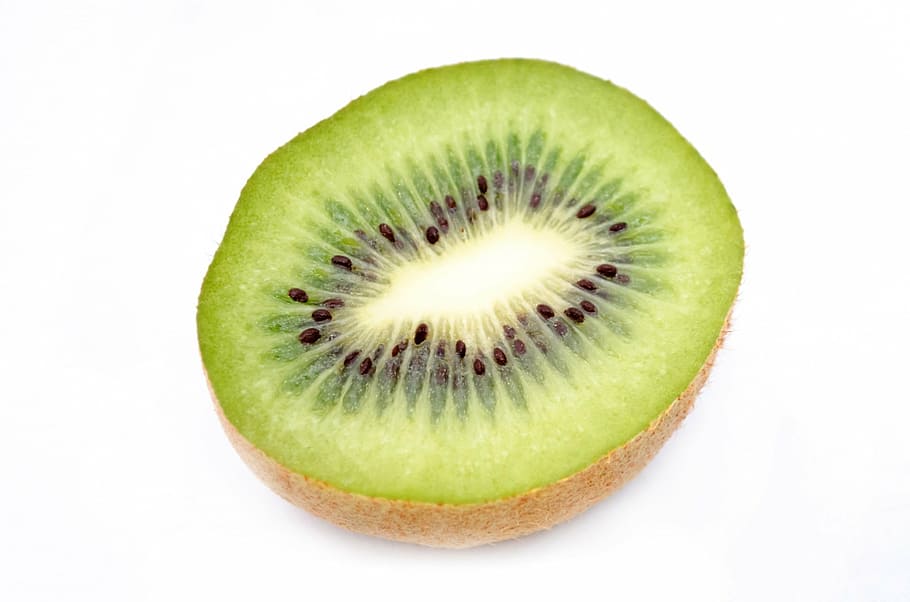 kiwi fruit, background, brown, close-up, color, cut, cutout, dessert, HD wallpaper