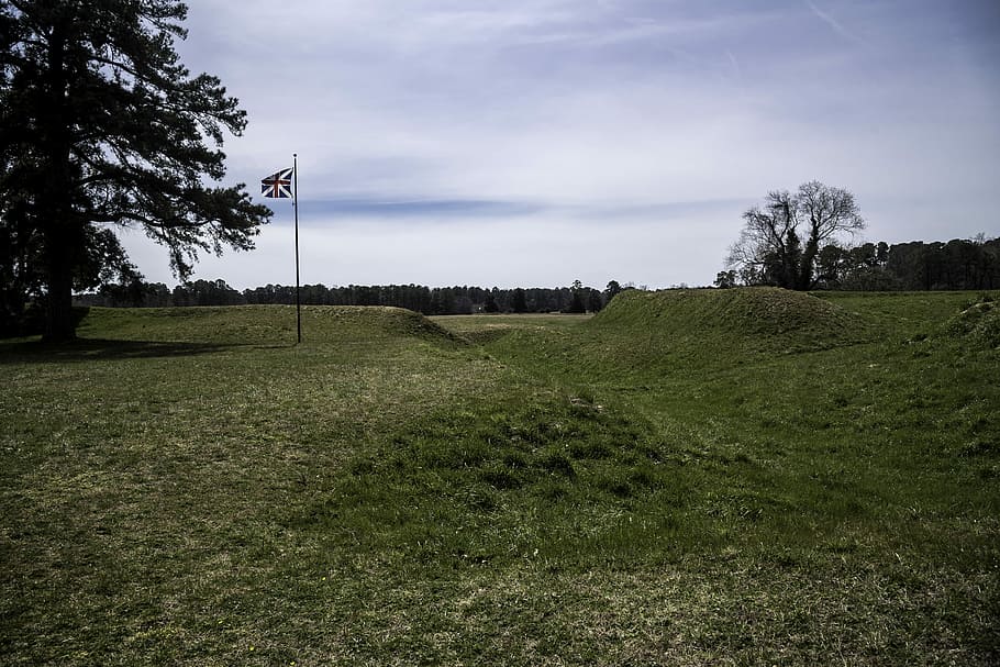 Trenches and Earthen Works at the British Position at Yorktown, Virginia, HD wallpaper