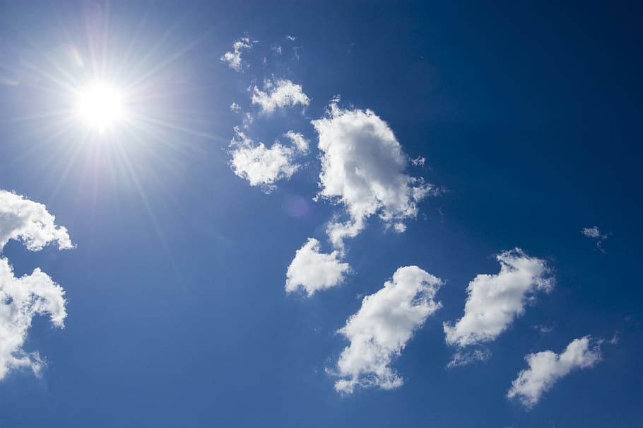 sky, clouds, sun, rays, blue, cloud - sky, sunlight, beauty in nature HD wallpaper