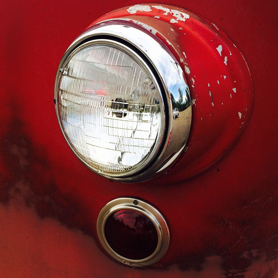 headlights, fire truck, creative, vehicle, red, engine, alarm HD wallpaper