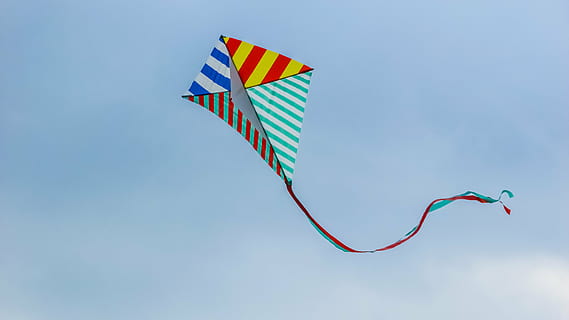 multicolored flying kite, wind, fun, kite - Toy, flag, blue HD wallpaper