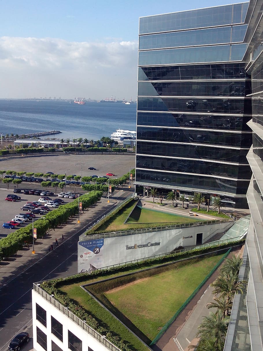 building, bay, sea, view, ocean, skyscraper, waterfront, office HD wallpaper