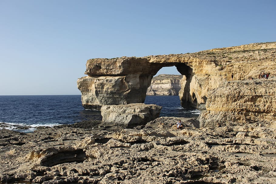 malta, window, sea, blue, gozo, azure, island, water, nature HD wallpaper