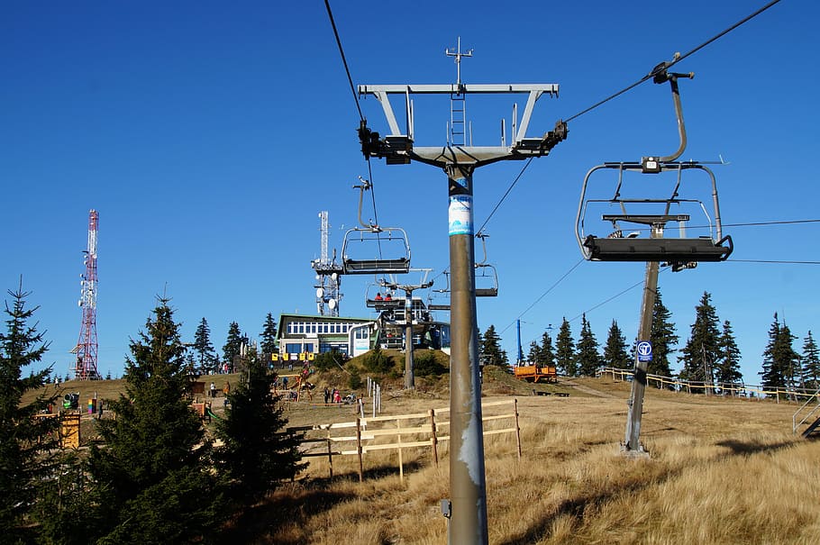 cableway, seater, top, medvědín, the giant mountains, ride, HD wallpaper