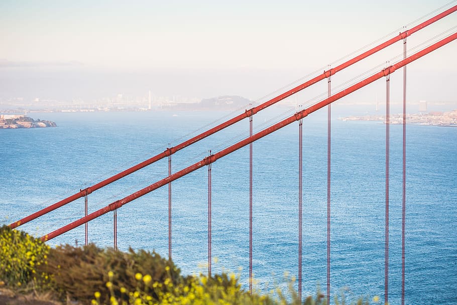Golden Gate Bridge Suspension Cables, bay, california, ggb, ocean, HD wallpaper