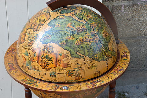 planet, world map, world globe bar, earth, old card, hemisphere HD wallpaper
