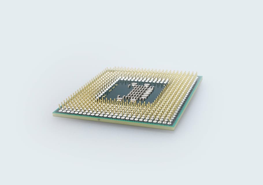 gold and black computer processor, electronics, data processing