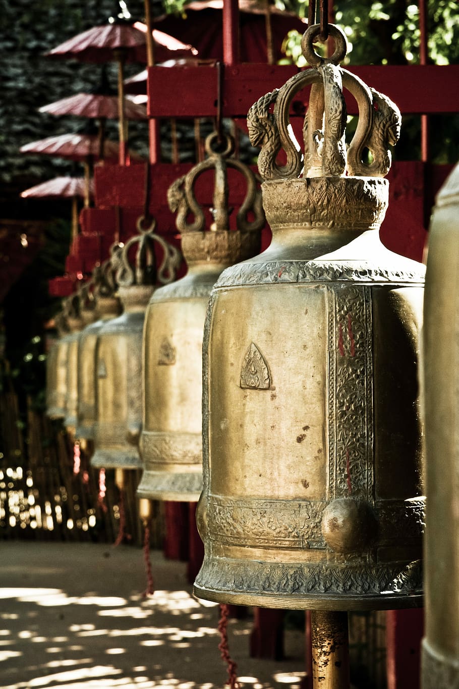 Bell, Temple, Gold, old-fashioned, antique, history, ancient HD wallpaper