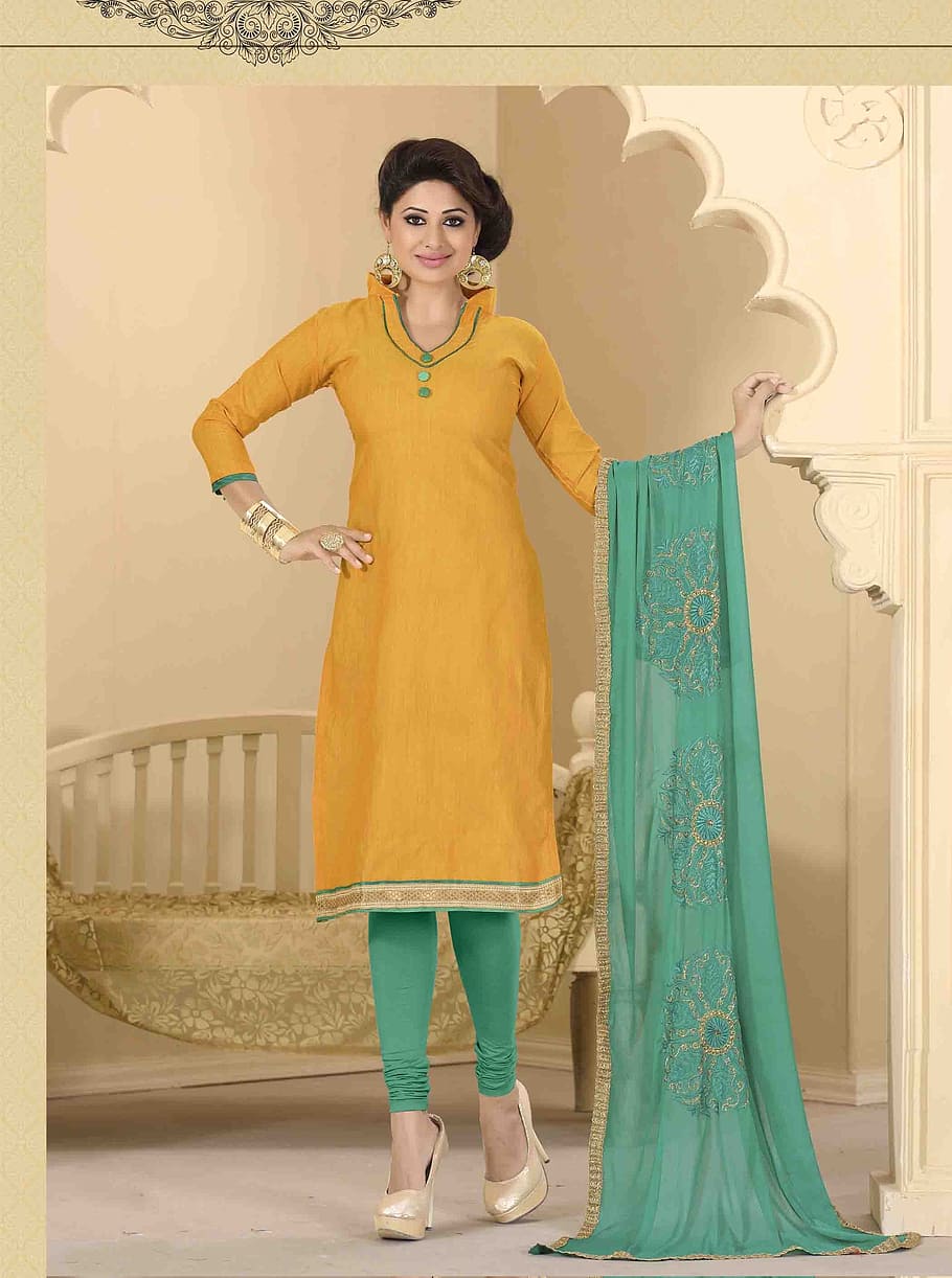 woman in yellow salwar kameez dress, designer salwar kameez, salwar suits, HD wallpaper