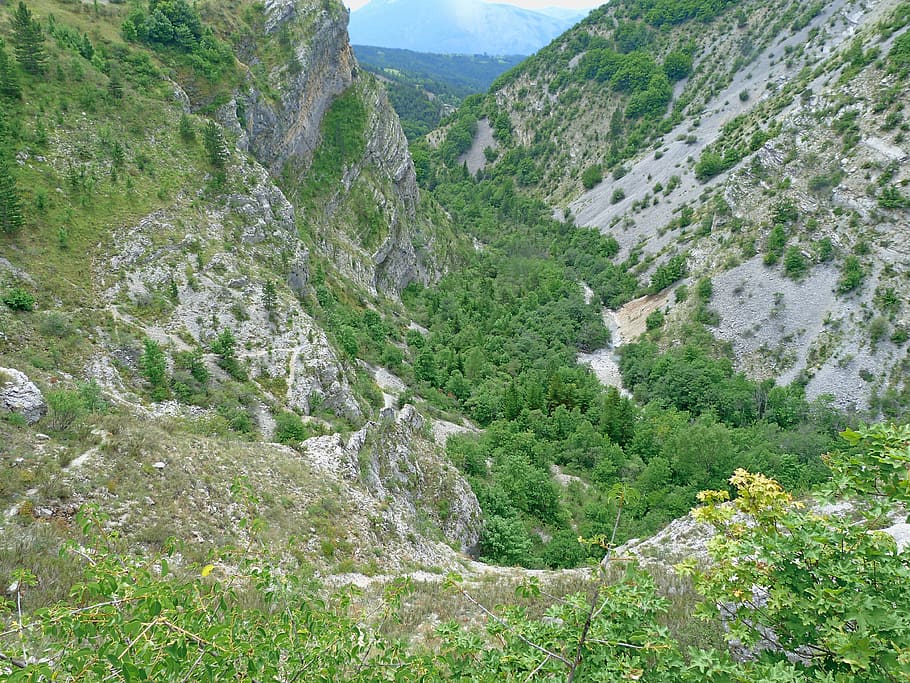 gorges, landscape, nature, mountain, hiking, alps, summer, plant HD wallpaper