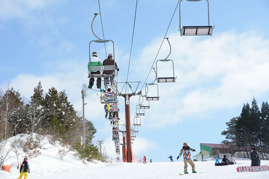 Snow, Snowboarding, Elevator, Cable Car, winter, sport, incidental people HD wallpaper