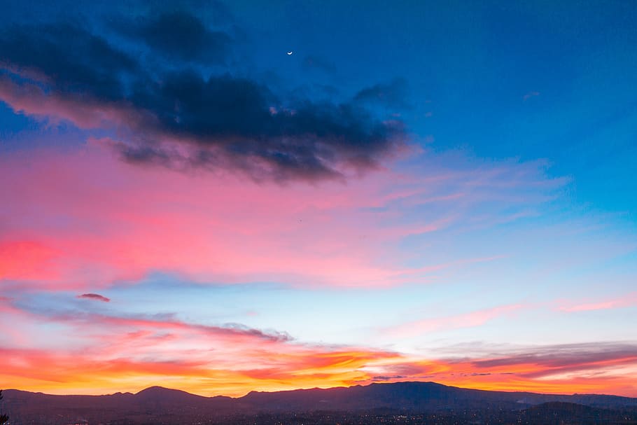 low angle photo of sky and clouds, silhouette photography of sky HD wallpaper