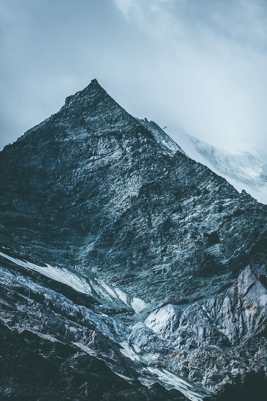 snow covered mountain photography, photo of snow covered mountain under white clouds at daytime HD wallpaper