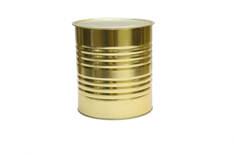 tin can, box, container, metal, storage, package, metallic, empty, HD wallpaper