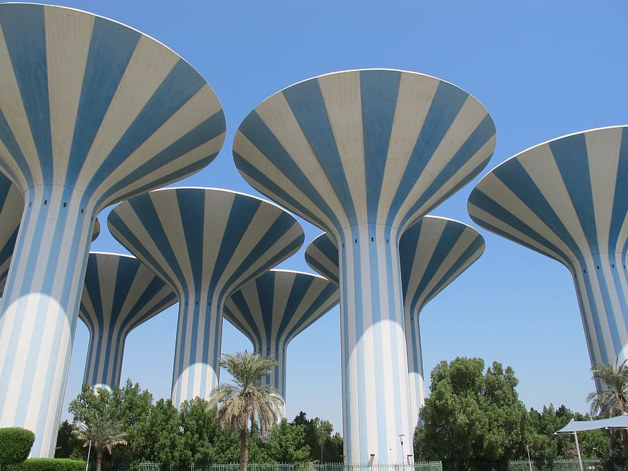 Kuwait, Water Towers, Arabian, Gulf, architecture, landmark, HD wallpaper