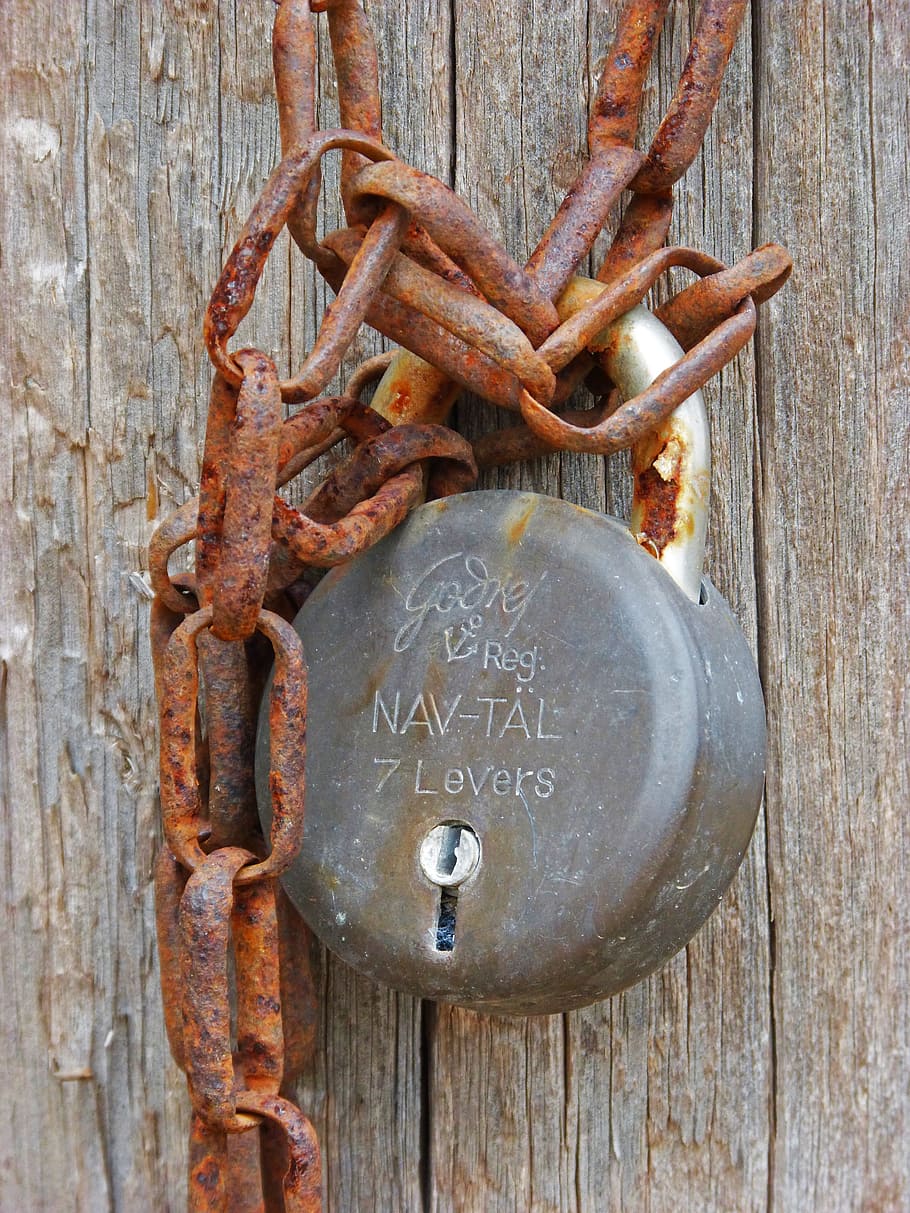 Padlock, String, Old, Symbol, Closed, forbidden, iron, wood HD wallpaper