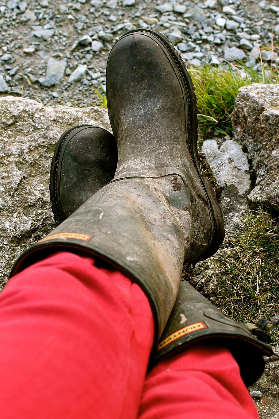 wellies, red, rest, low section, human leg, shoe, one person HD wallpaper