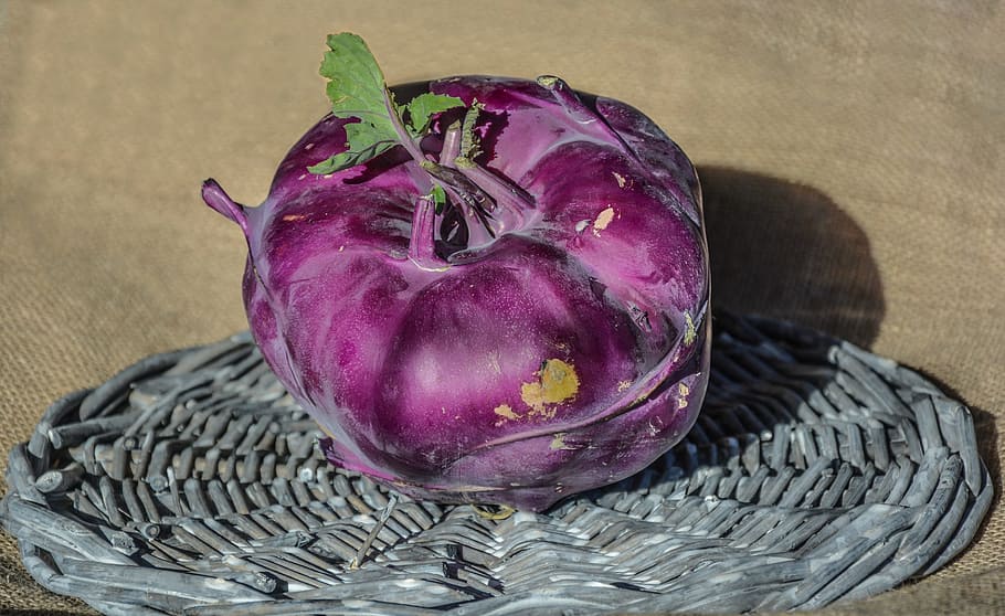 kohlrabi, vegetable, purple, plant, ingredient, stem, vegan, HD wallpaper