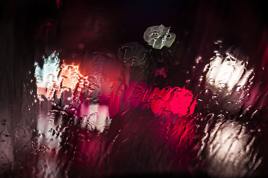 wet glass window, rain, water, bokeh, unsharp, washy, weather, HD wallpaper