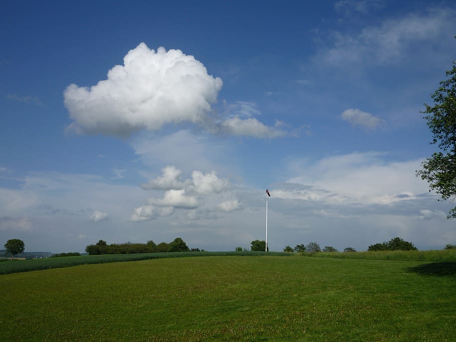wind vane, wind direction sensor, weathervane, hill, cloud HD wallpaper