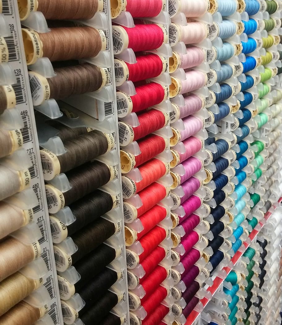 Sewing, Thread, hebadashery, colours, abacus, red, multi colored HD wallpaper