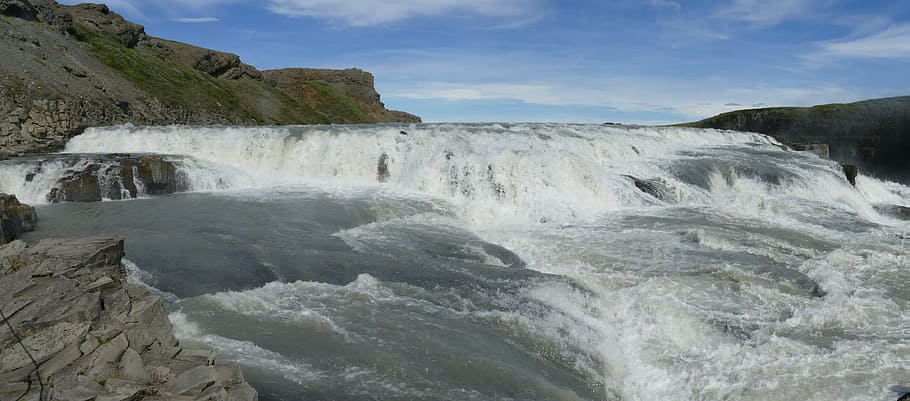 Iceland, Gullfoss, Waterfall, Landscape, river, nature, enormous HD wallpaper