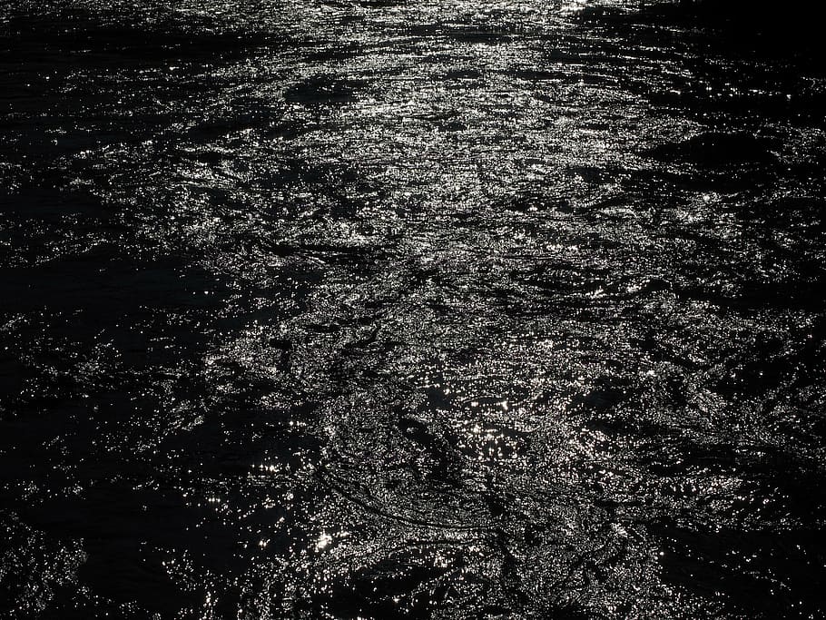 water, river, flow, sparkle, back light, dark, threatening HD wallpaper