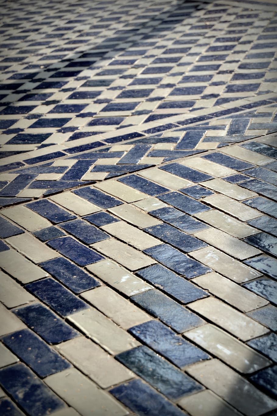 ground, deco, tile, white, blue, pattern, backgrounds, no people HD wallpaper