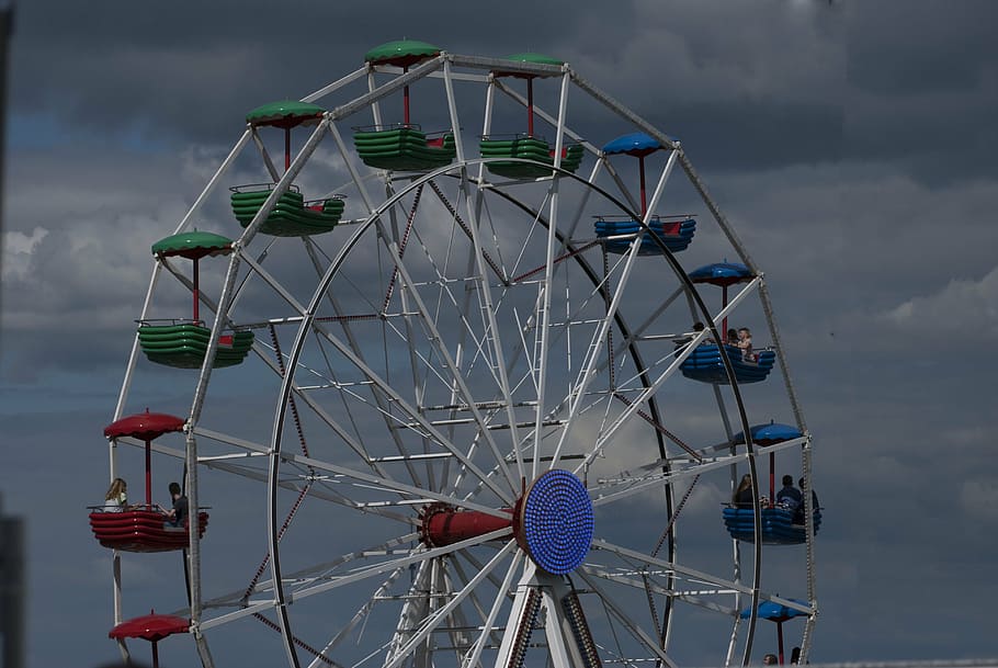 funfair, clouds, ferris Wheel, amusement Park Ride, sky, arts culture and entertainment HD wallpaper