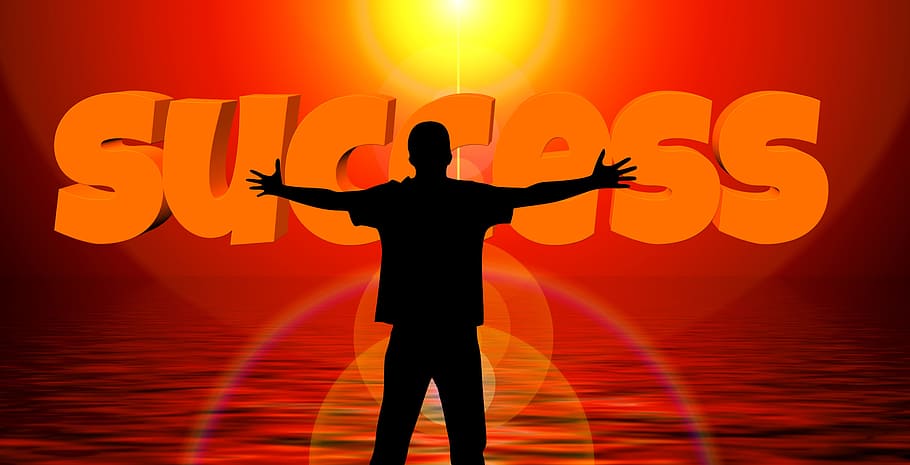 silhouette of man raising hands success logo, hug, person, business, HD wallpaper