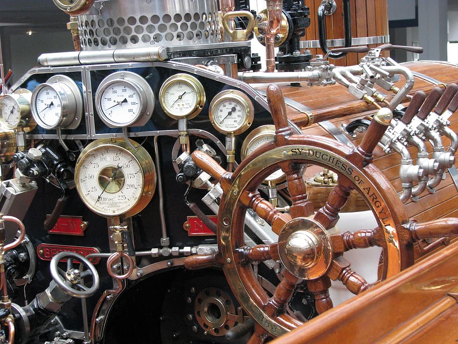 boot technology, steam powered, boat, control, transportation HD wallpaper