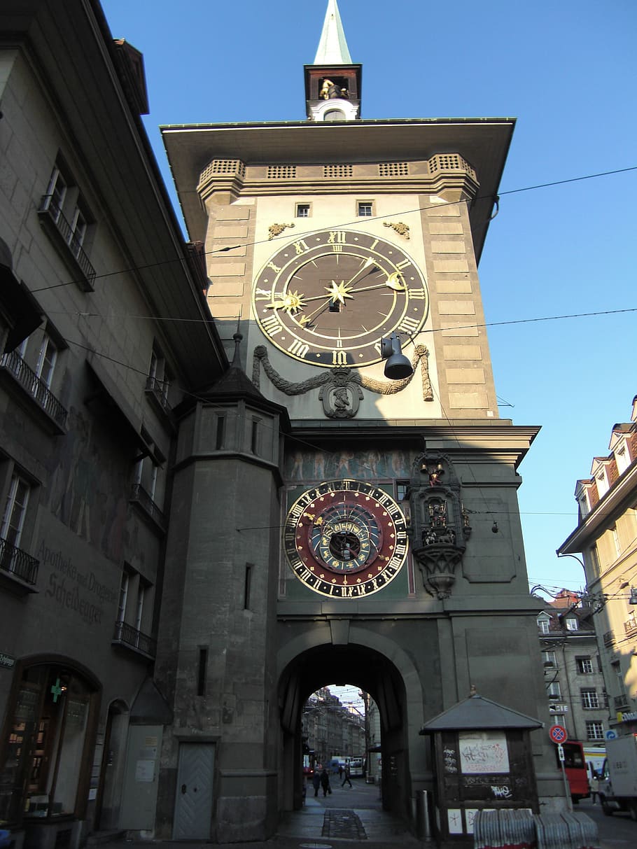bern, clock tower, switzerland, old town, time, architecture HD wallpaper