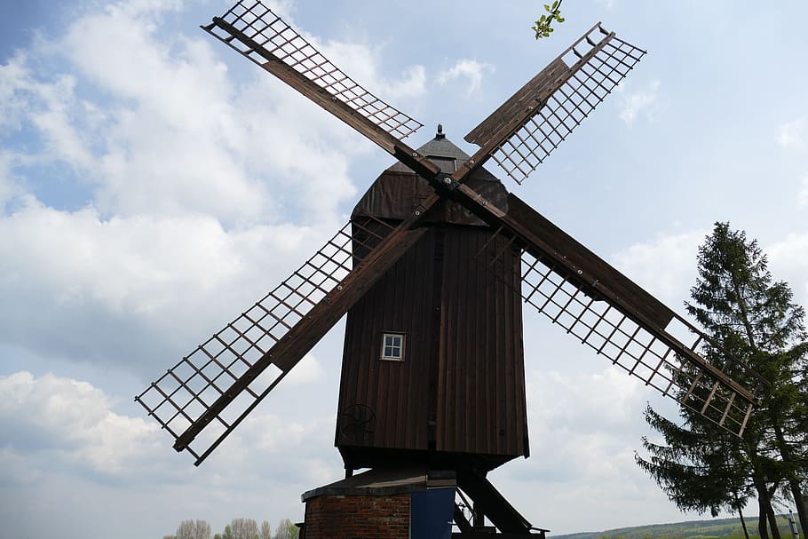 Post Mill, Danstedt, Sky, Blue, Clouds, old, beautiful, blue sky HD wallpaper