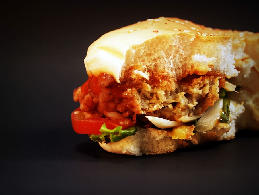 Hamburger, Burger, Bun, Grilled, Seed, sandwich, american, meal, HD wallpaper