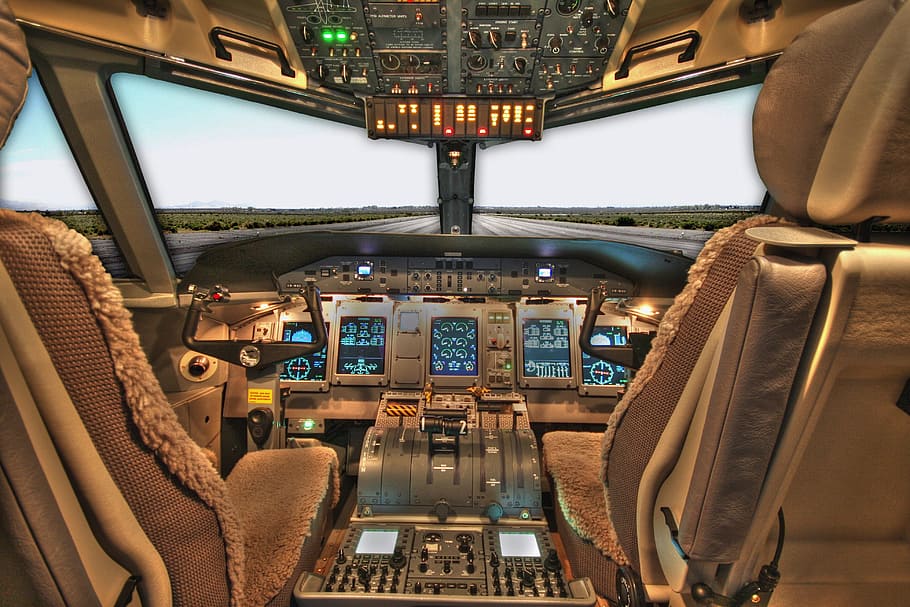 HD wallpaper: aiplane pilot's room, cockpit, airplane, jet, passenger,  seats | Wallpaper Flare