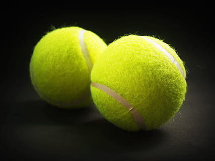 two green tennis balls, racket, white, yellow, background, closeup HD wallpaper
