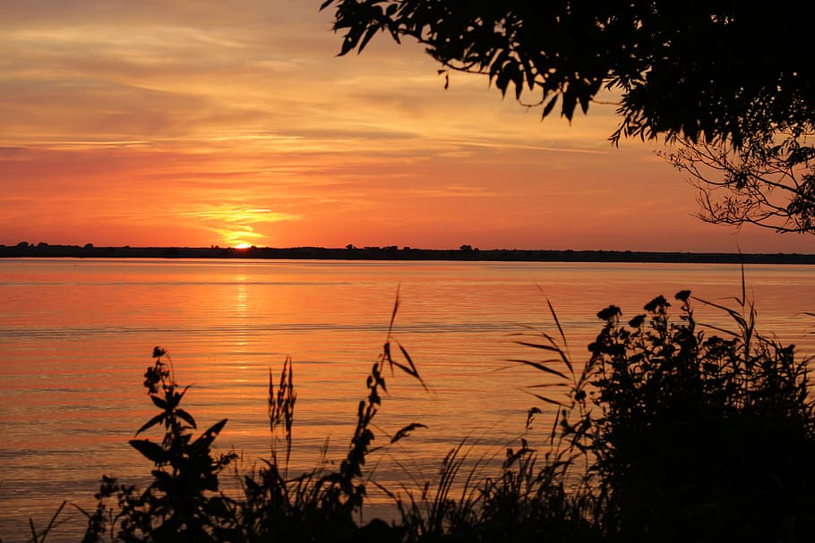 sunset, summer, water, river, evening, west, holidays, poland HD wallpaper