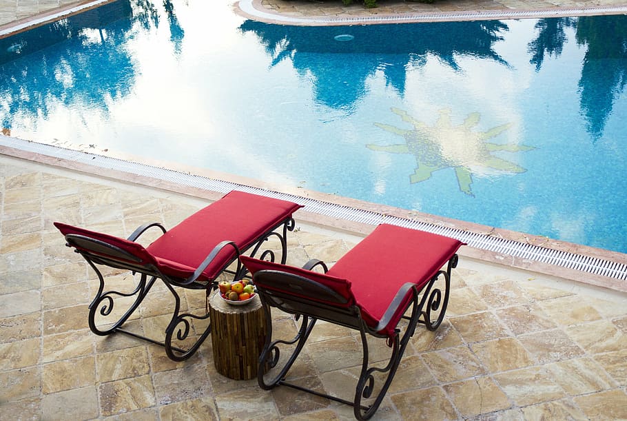 hotel, pool, sunbeds, summer, holiday, swim, sunbathing, luxury HD wallpaper