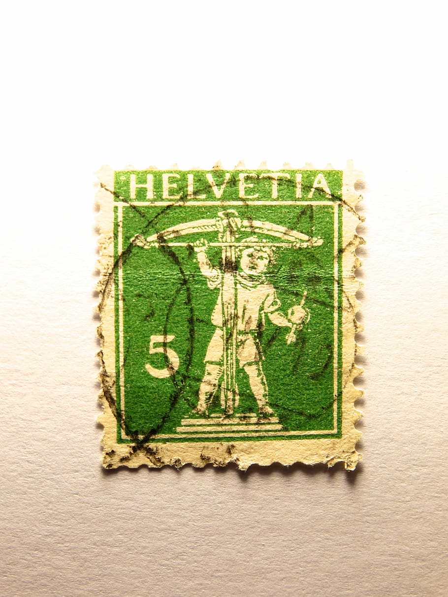 stamp, switzerland, centime, post, green color, indoors, no people HD wallpaper