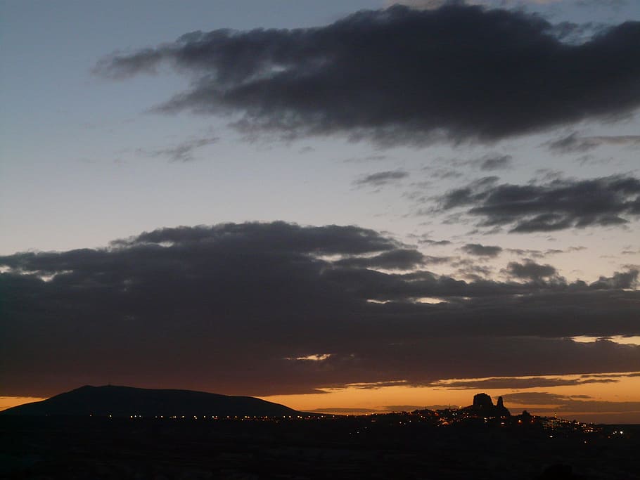 Night, Evening, Lights, uchisar, cappadocia, nevşehir, turkey HD wallpaper