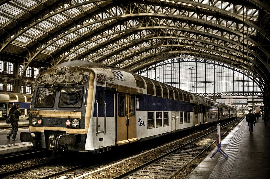 Train, Station, Wharf, Track, railroad track, train - vehicle HD wallpaper
