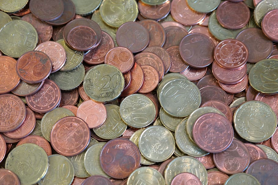coins, cent, specie, money, euro, dime pieces, metal, metal money