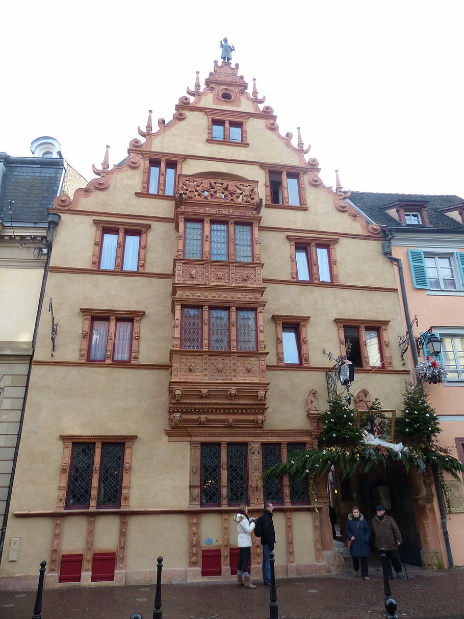 gable, facade, old town, colmar, architecture, built structure HD wallpaper