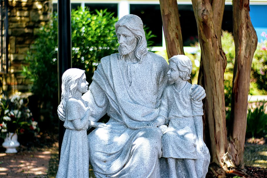 Jesus Christ statue, Children, Catholic, virginia, sculpture, HD wallpaper