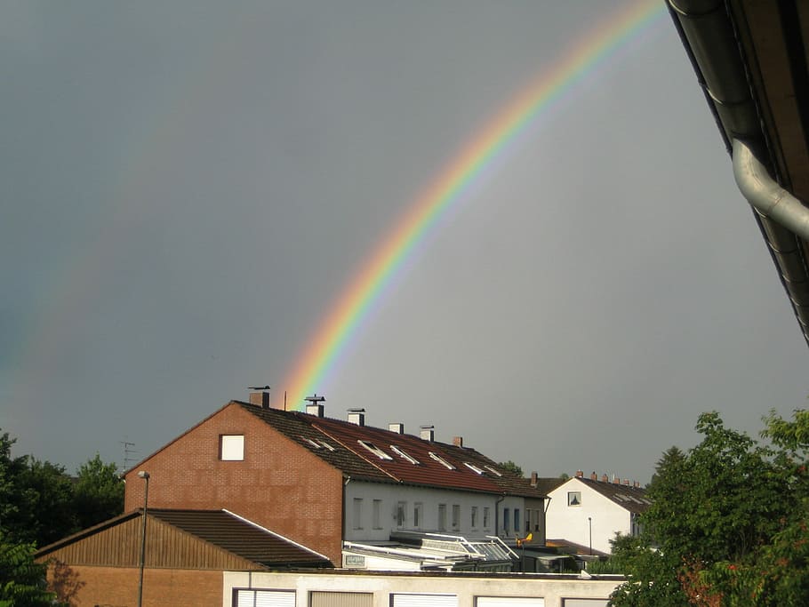 Rainbow, Nature, Colorful, multi colored, built structure, building exterior HD wallpaper