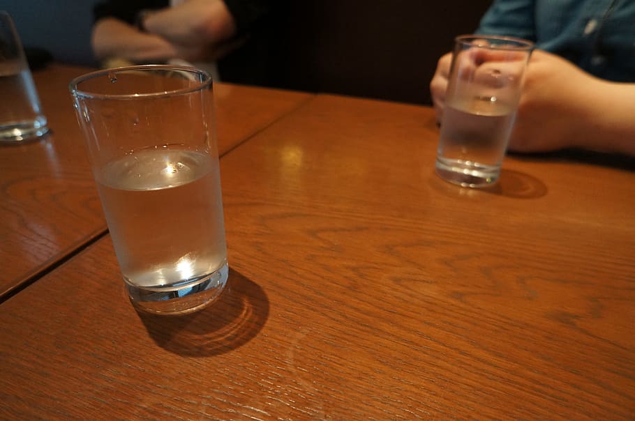 glass, cup, table, drink, water, cafe, drinking glass, household equipment HD wallpaper
