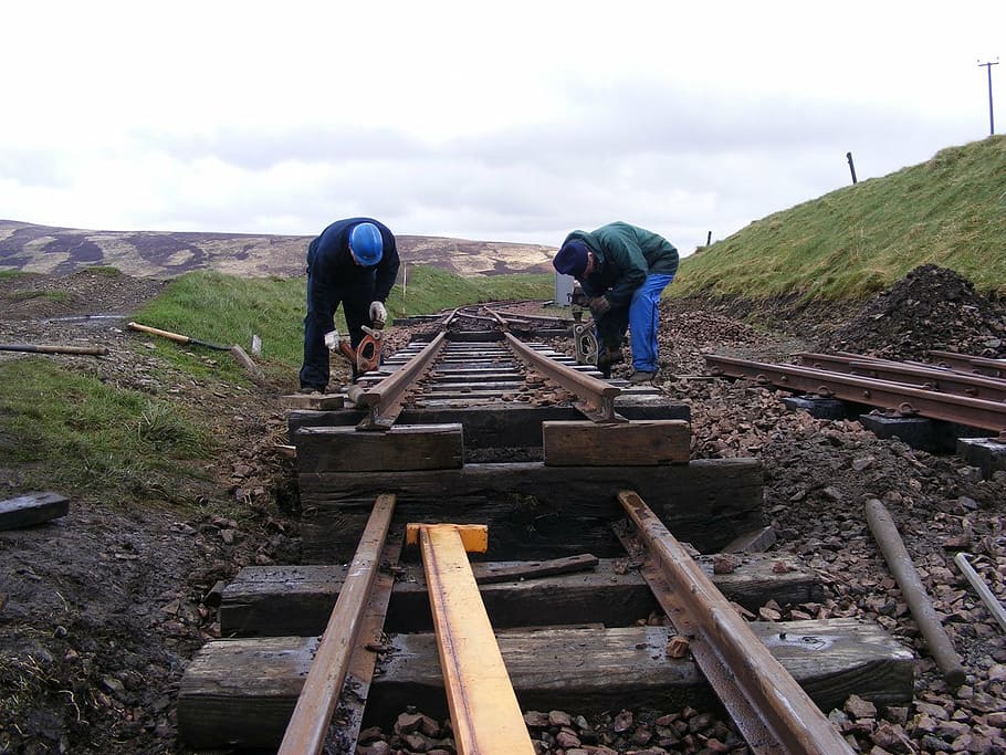 railways, tracks, greenery, rails, rain, wet, railroad Track HD wallpaper