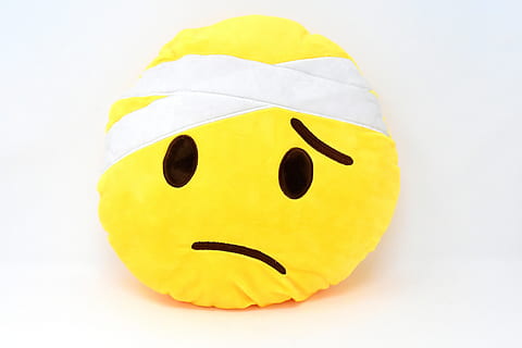emoji plush toy on white surface, smiley, emoticon, sad, ill HD wallpaper