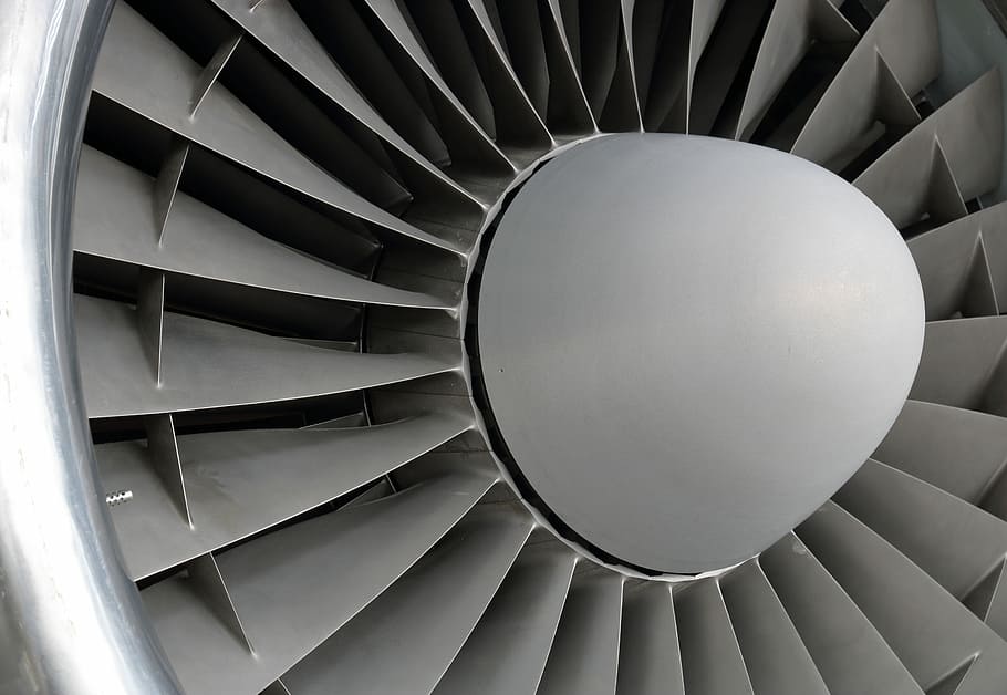 grayscale photography of aircraft turbine, fan, engine, arcraft, HD wallpaper