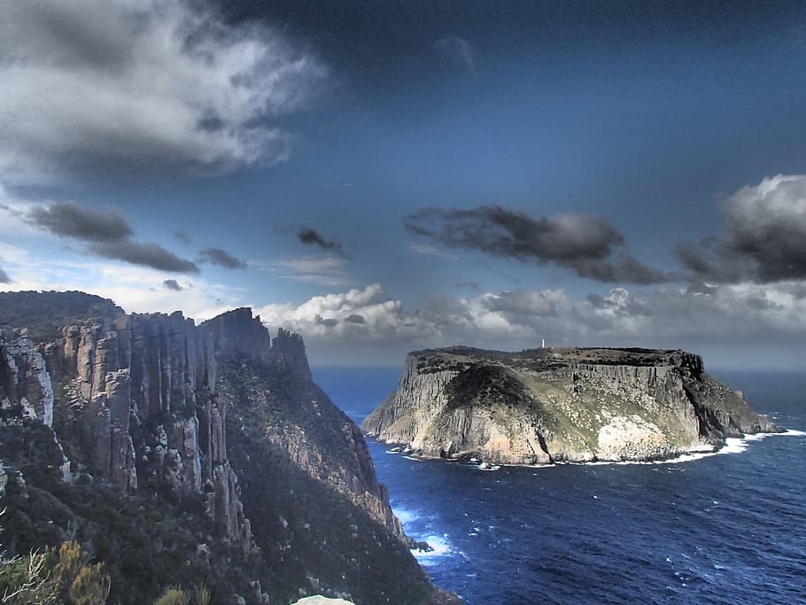 Cliffs, Ocean, Scenic, Coast, sky, seascape, island, adventure HD wallpaper